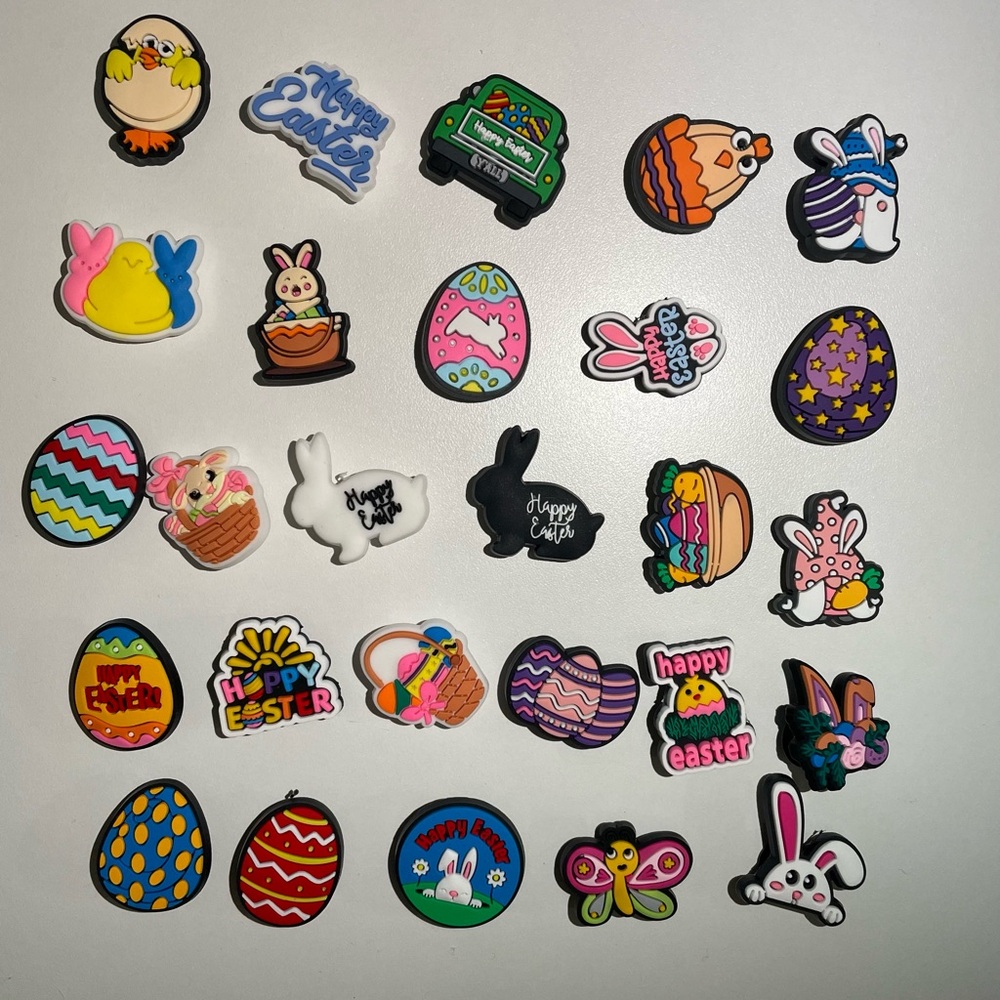 Colorful Easter-Themed Kids Shoe Charms 27pcs